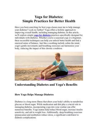 Yoga for Diabetes Simple Practices for Better Health