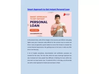 Smart Approach to Get Instant Personal Loan