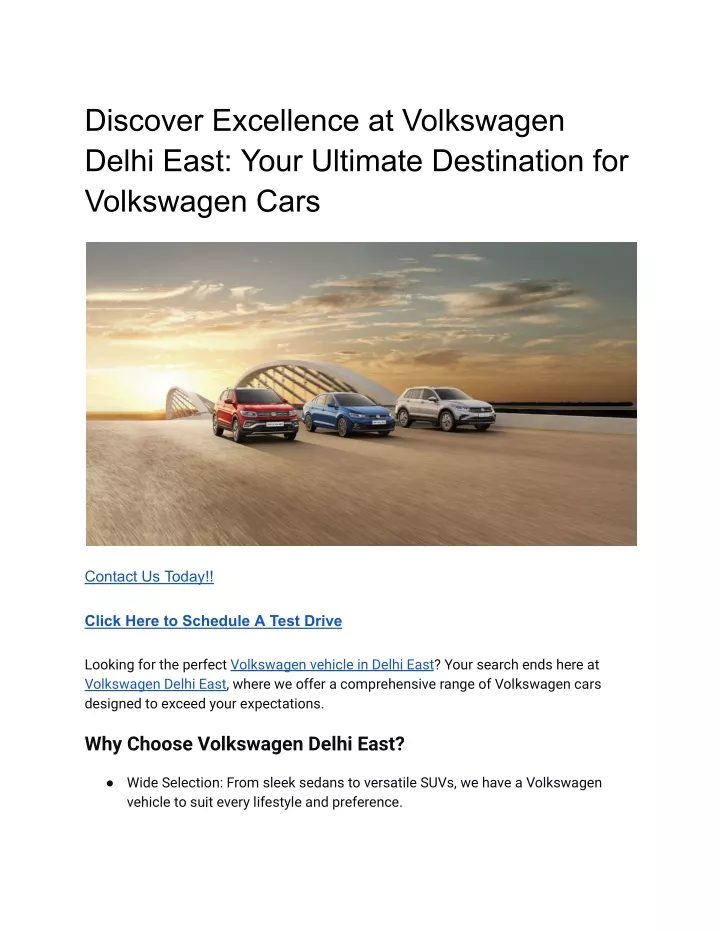discover excellence at volkswagen delhi east your