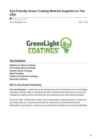 vantechnologies.com-Eco-Friendly Green Coating Material Suppliers In The USA