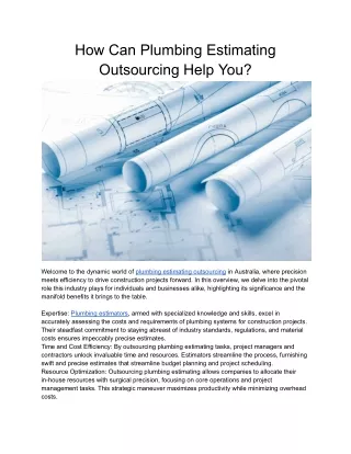 How Can Plumbing Estimating Outsourcing Help You