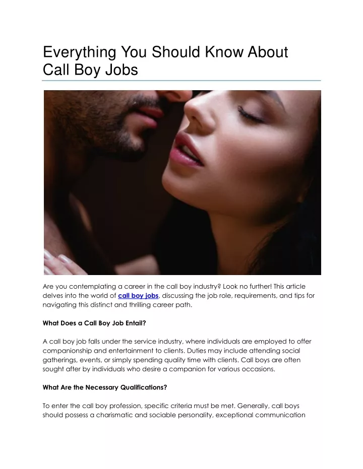 everything you should know about call boy jobs