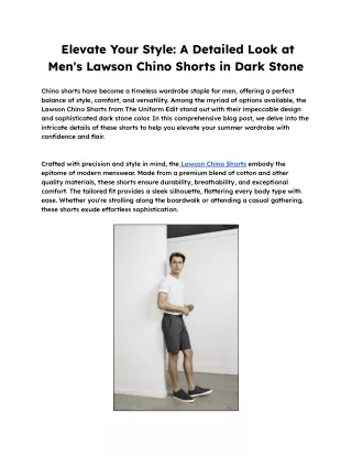 _Elevate Your Style_ A Detailed Look at Men's Lawson Chino Shorts in Dark Stone