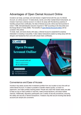 Advantages of Open Demat Account Online