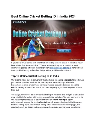 Best Online Cricket Betting IDs in India 2024