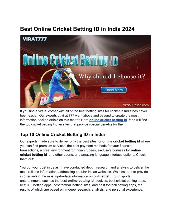 best online cricket betting id in india 2024