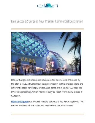 Elan Sector 82 Gurgaon Your Premier Commercial Destination