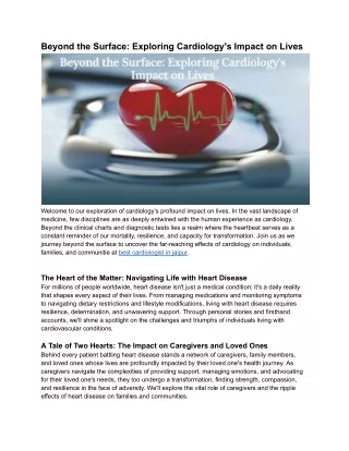 Beyond the Surface_ Exploring Cardiology's Impact on Lives