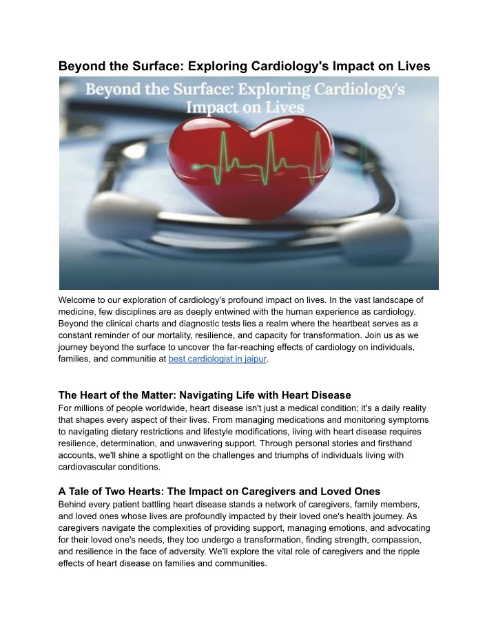 beyond the surface exploring cardiology s impact