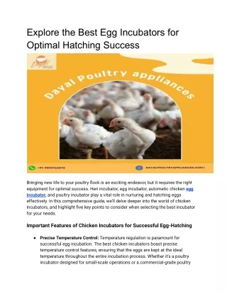 Explore the Best Chicken Incubators for Optimal Hatching Success