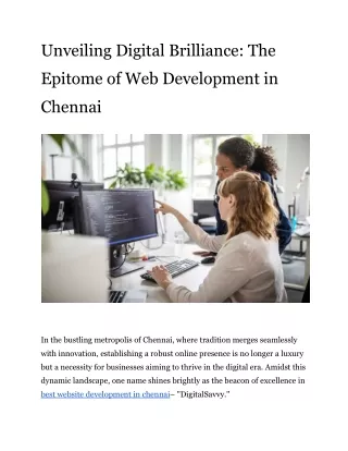 Unveiling Digital Brilliance_ The Epitome of Web Development in Chennai