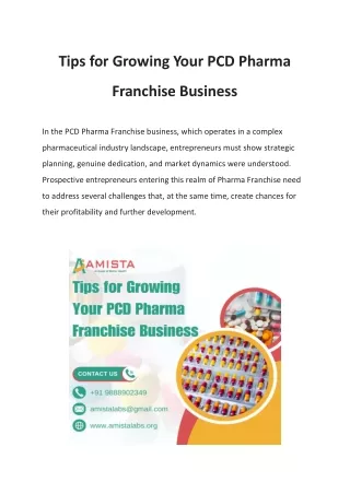 Tips for Growing Your PCD Pharma Franchise Business