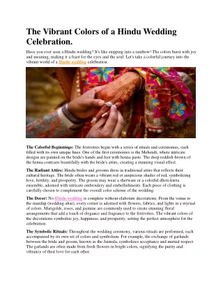 The Vibrant Colors of a Hindu Wedding Celebration