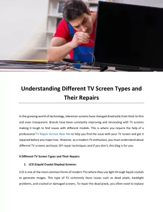 Understanding Different TV Screen Types and Their Repairs