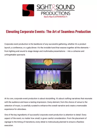 Elevating Corporate Events The Art of Seamless Production