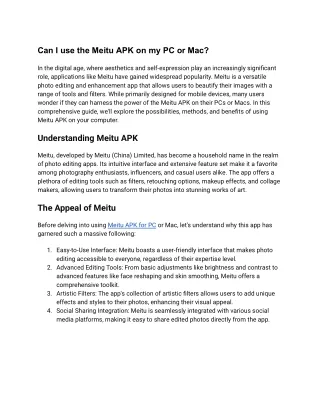 Can I use the Meitu APK on my PC or Mac?