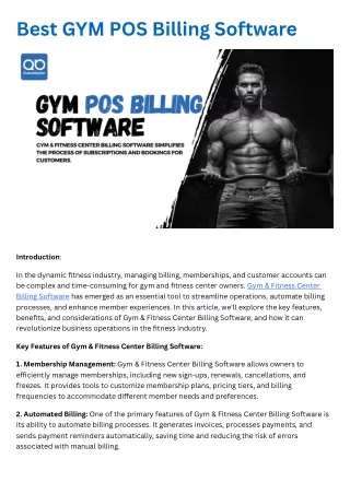 Best GYM Billing Software in India