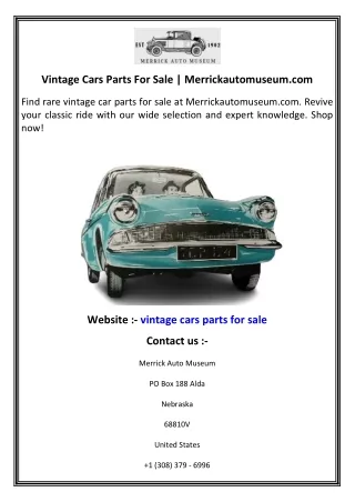 Vintage Cars Parts For Sale   Merrickautomuseum.com