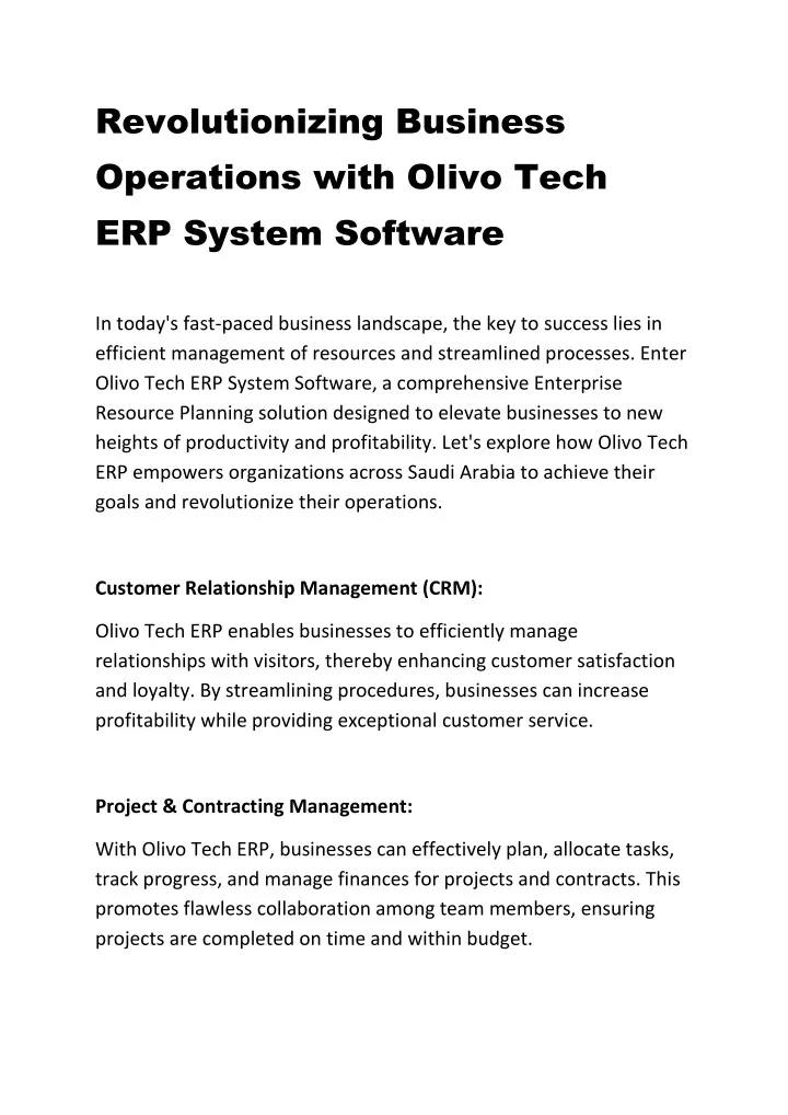 revolutionizing business operations with olivo