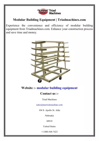 Modular Building Equipment   Triadmachines.com