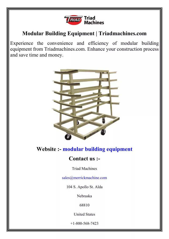 modular building equipment triadmachines com