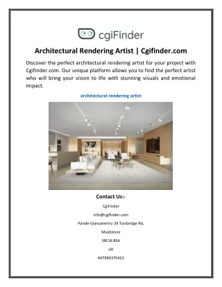 Architectural Rendering Artist Cgifinder