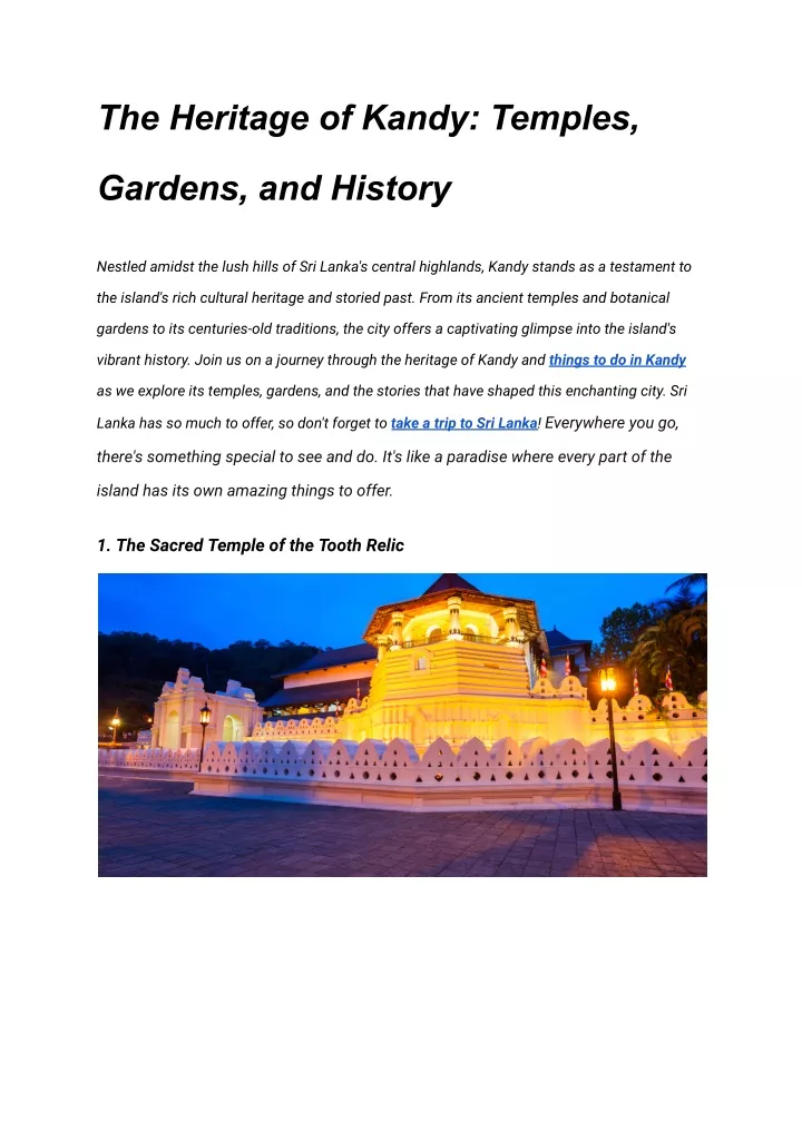 the heritage of kandy temples
