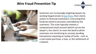 Wire Fraud Prevention Tip