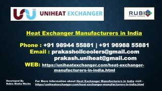 Heat Exchanger Manufacturers in India - Uniheat Exchanger