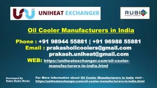 Oil Cooler Manufacturers in India - Uniheat Exchanger