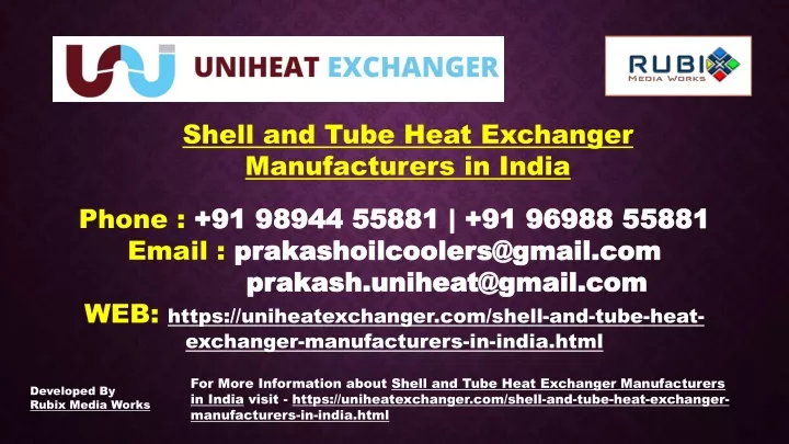 shell and tube heat exchanger manufacturers