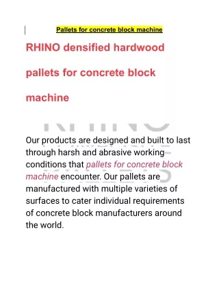 Pallets for concrete block machine