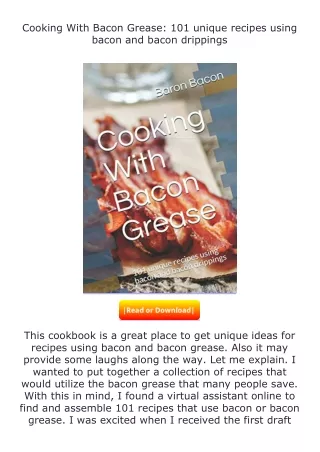 Download❤[READ]✔ Cooking With Bacon Grease: 101 unique recipes using bacon