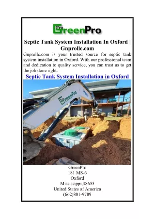 Septic Tank System Installation In Oxford  Gnprollc.com