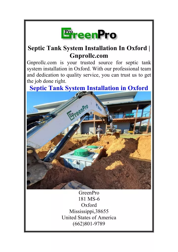 septic tank system installation in oxford