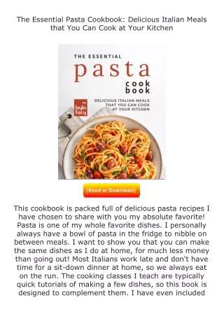 Download⚡ The Essential Pasta Cookbook: Delicious Italian Meals that You Ca