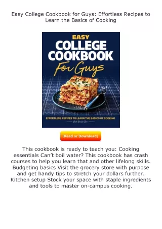 Pdf⚡(read✔online) Easy College Cookbook for Guys: Effortless Recipes to Lea