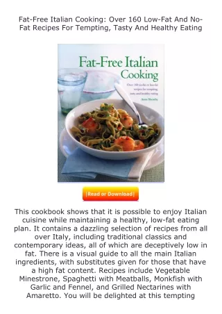 full✔download️⚡(pdf) Fat-Free Italian Cooking: Over 160 Low-Fat And No-Fat
