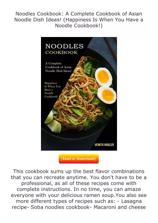read ❤️(✔️pdf✔️) Noodles Cookbook: A Complete Cookbook of Asian Noodle Dish