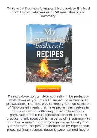 (❤️pdf)full✔download My survival & bushcraft recipes | Notebook to fill: Me
