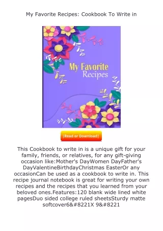 ✔️READ ❤️Online My Favorite Recipes: Cookbook To Write in