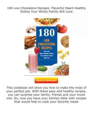 free read (✔️pdf❤️) 180 Low Cholesterol Recipes: Flavorful Heart-Healthy Di