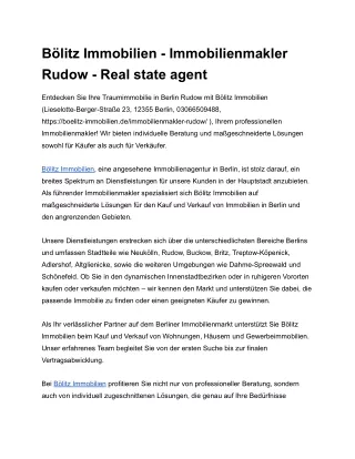 Bölitz Immobilien - Immobilienmakler Rudow - Real state agent