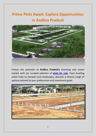 Prime Plots Await: Explore Opportunities in Andhra Pradesh