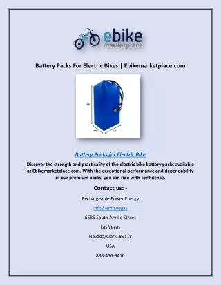 Battery Packs For Electric Bikes | Ebikemarketplace.com