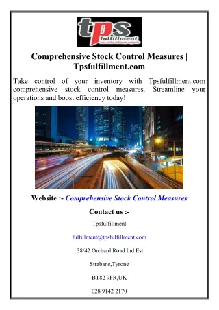 Comprehensive Stock Control Measures  Tpsfulfillment.com