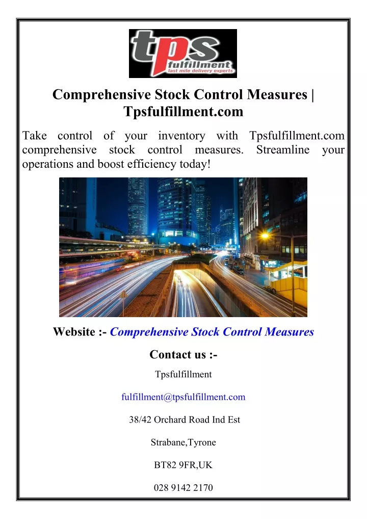 comprehensive stock control measures