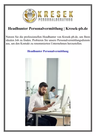 Headhunter Personalvermittlung Kresek-pb.de
