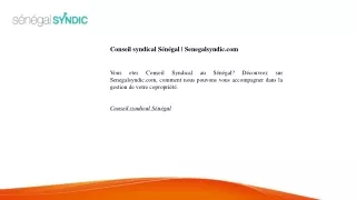 Conseil syndical Sénégal Senegalsyndic.com