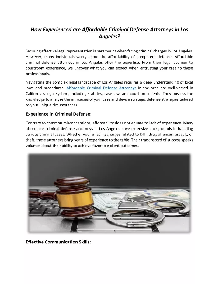 how experienced are affordable criminal defense